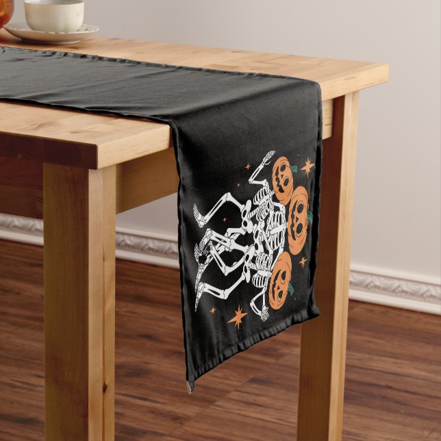 Pumpkin Skeleton Halloween Pumpkin Spooky Season  Short Table Runner (In Situ)