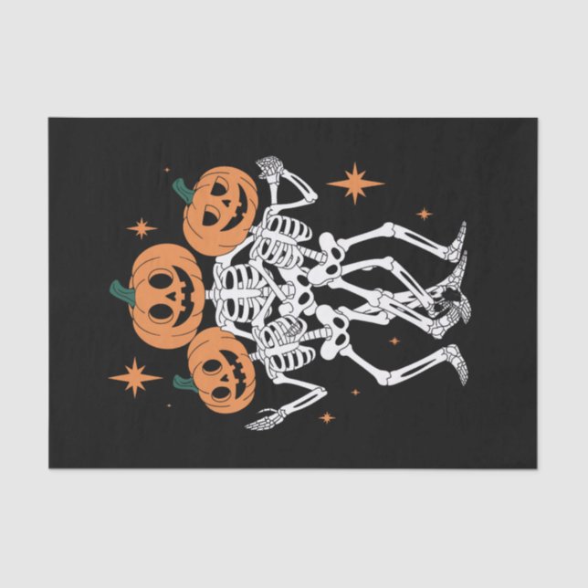 Pumpkin Skeleton Halloween Pumpkin Spooky Season  Tissue Paper (Front)