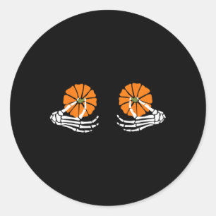Pumpkin Skeleton Hand Halloween  Classic Round Sticker