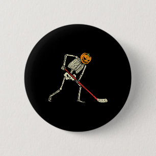 Pumpkin Skeleton Ice Hockey Funny Halloween Sports 6 Cm Round Badge