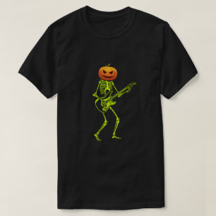 Pumpkin Skeleton Play Guitar Luminous Costume Hall T-Shirt