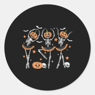 Pumpkin Skeleton Scary Halloween Men Women Boys Gi Classic Round Sticker