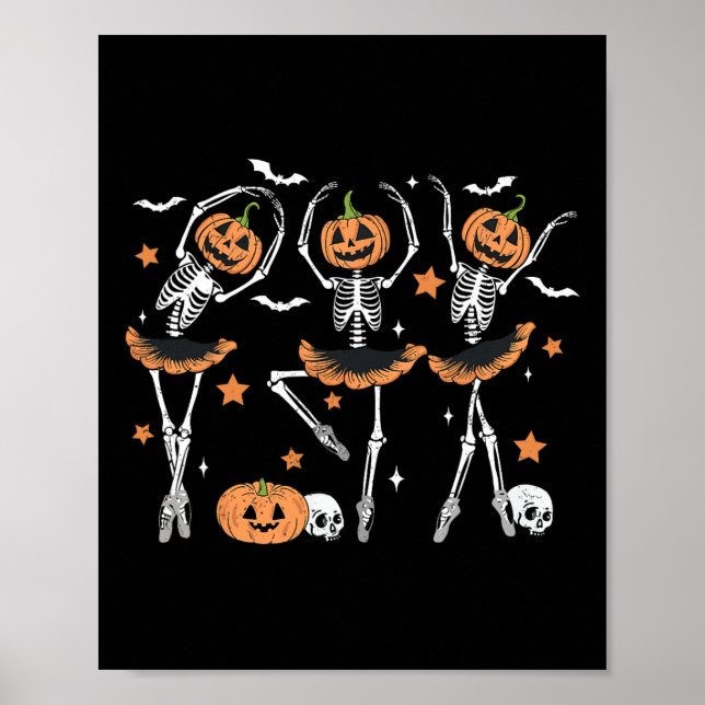 Pumpkin Skeleton Scary Halloween Men Women Boys Gi Poster (Front)