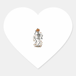 Pumpkin Skeleton Shirt Vintage Dancing Bones Art Heart Sticker