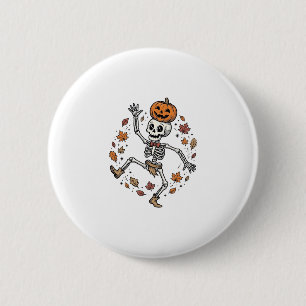 Pumpkin Skeleton Shirt Vintage Engraving Autumn Da 6 Cm Round Badge