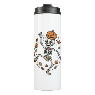 Pumpkin Skeleton Shirt Vintage Engraving Autumn Da Thermal Tumbler