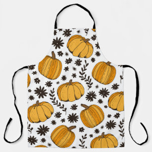 Pumpkin sketches: hand-drawn seamless pattern. apron
