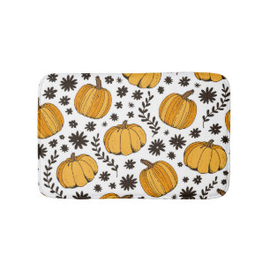 Pumpkin sketches: hand-drawn seamless pattern. bath mat