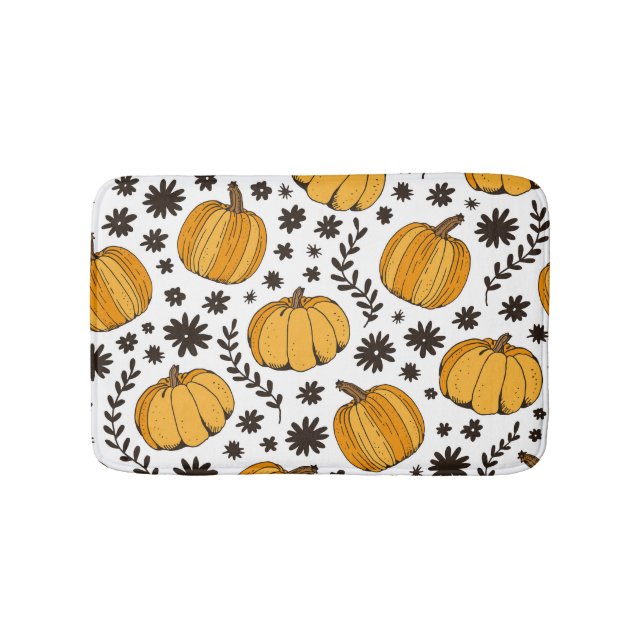Pumpkin sketches: hand-drawn seamless pattern. bath mat (Front)