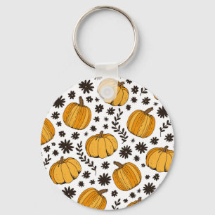 Pumpkin sketches: hand-drawn seamless pattern. key ring