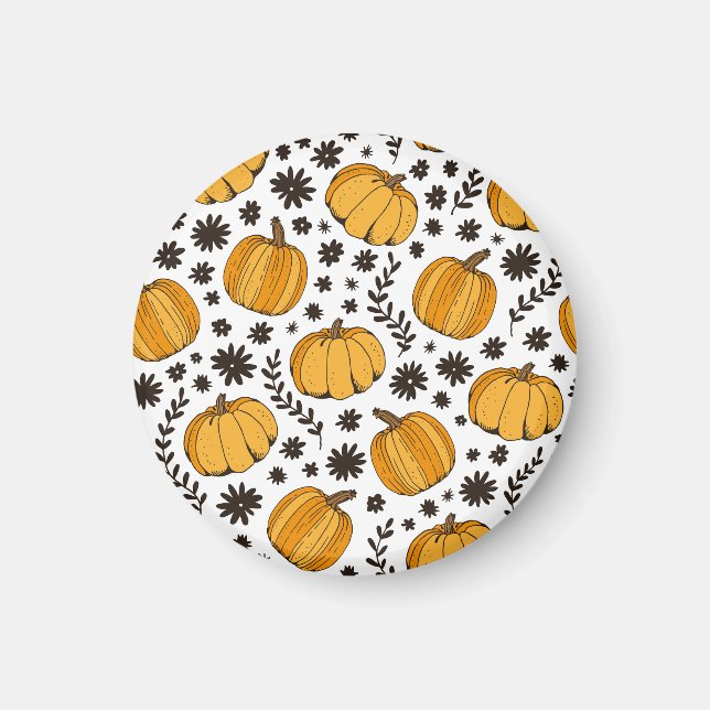 Pumpkin sketches: hand-drawn seamless pattern. magnet (Front)