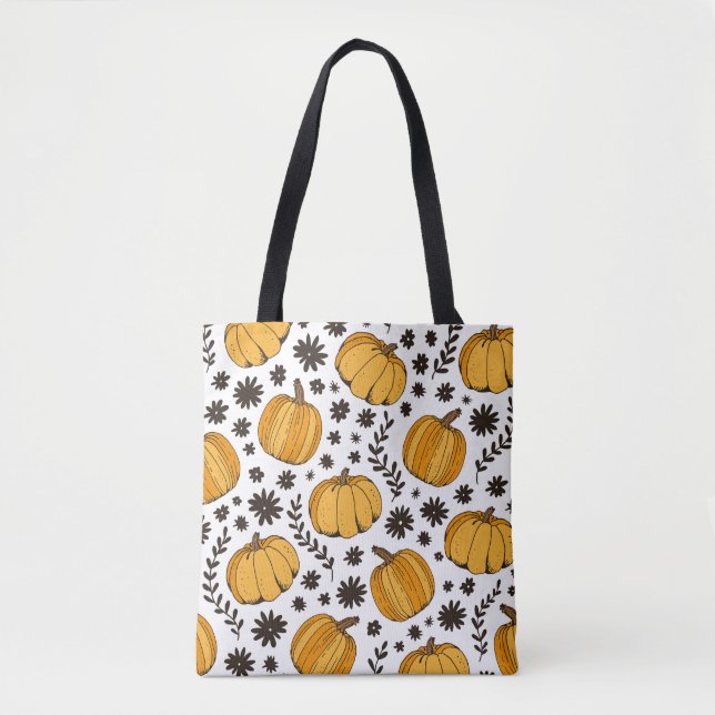 Pumpkin sketches: hand-drawn seamless pattern. tote bag (Front)