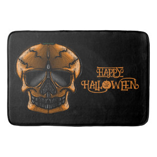 Pumpkin Skull Halloween Party Bath Mat