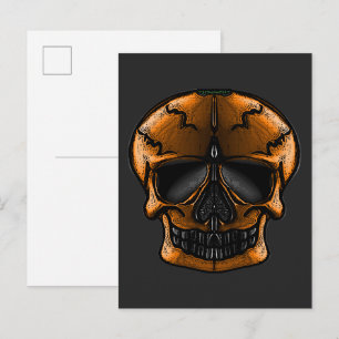 Pumpkin Skull Halloween Party Holiday Postcard