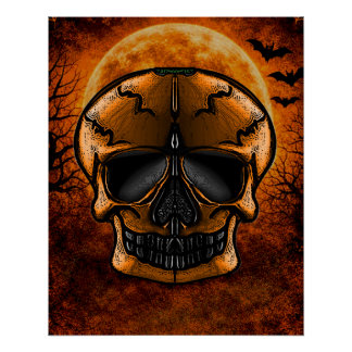 Pumpkin Skull Halloween Party Poster