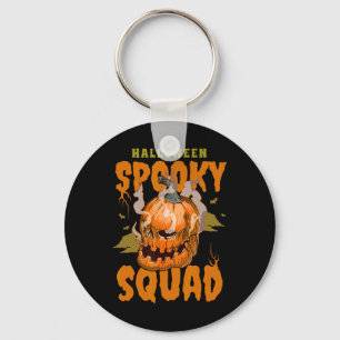 Pumpkin Skull Halloween Spooky Squad Graphic Men Key Ring
