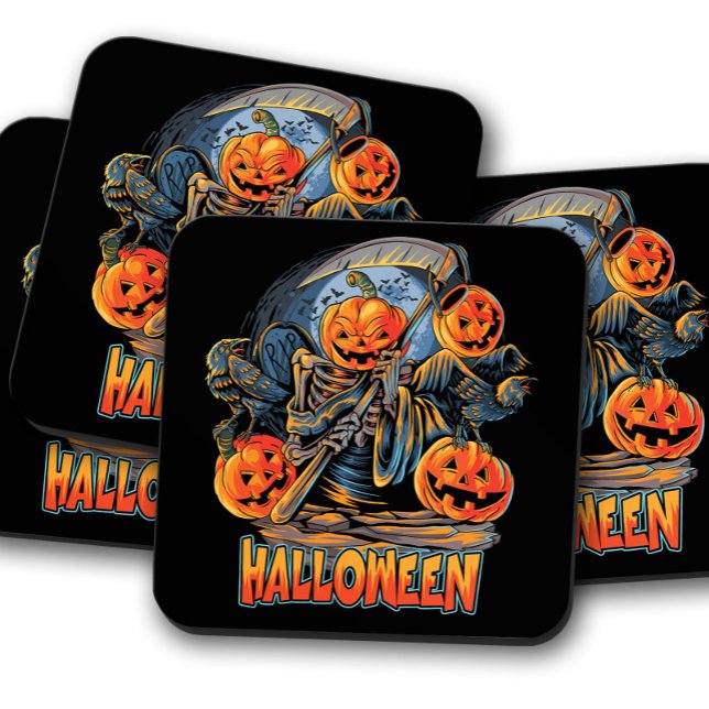 Pumpkin Slasher | Halloween Cork Drink Coaster (Creator Uploaded)