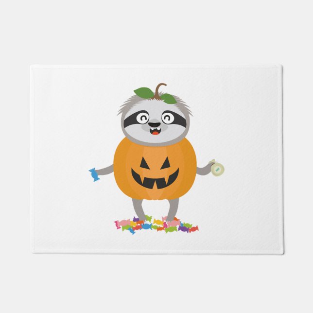 Pumpkin Sloth Halloween Costume Gift Doormat (Front)