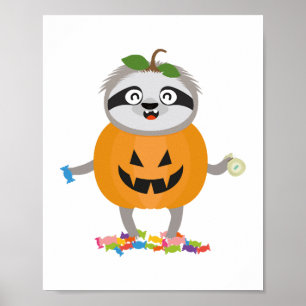 Pumpkin Sloth Halloween Costume Gift Poster