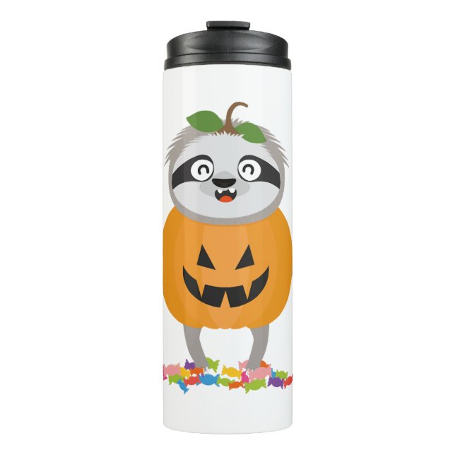 Pumpkin Sloth Halloween Costume Gift Thermal Tumbler (Front)
