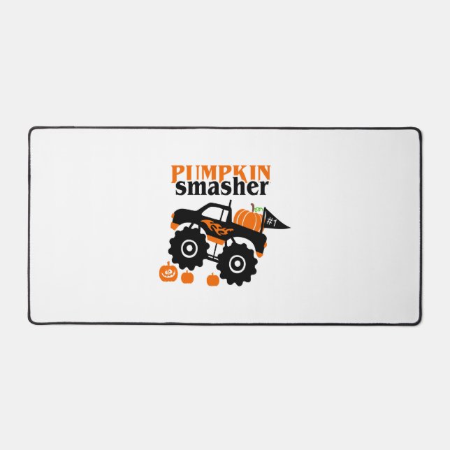Pumpkin Smasher Boys Halloween Monster Truck Desk Mat (Front)