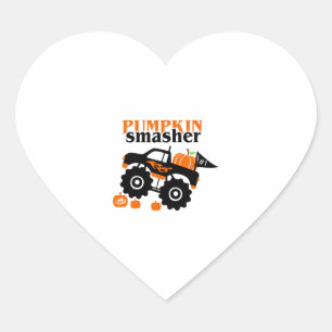 Pumpkin Smasher Boys Halloween Monster Truck Heart Sticker
