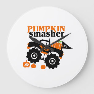 Pumpkin Smasher Boys Halloween Monster Truck Large Clock