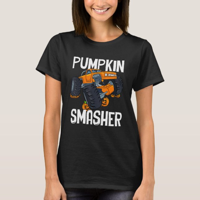 Pumpkin Smasher Monster Truck Pumpkin Halloween Cl T-Shirt (Front)