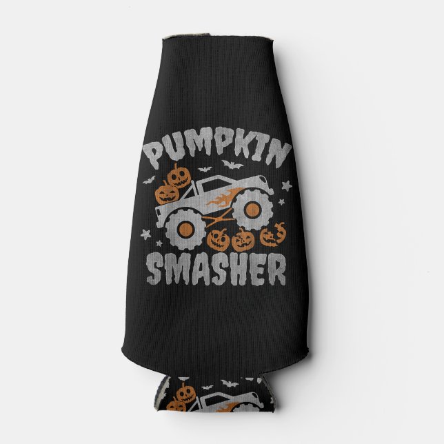 Pumpkin smasher toddler Halloween for Monster Truc Bottle Cooler (Front)