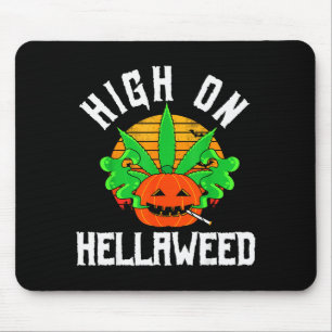 Pumpkin Smoking Weed Costume Retro Funny Halloween Mouse Mat