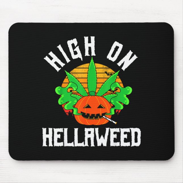 Pumpkin Smoking Weed Costume Retro Funny Halloween Mouse Mat (Front)