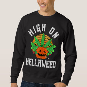 Pumpkin Smoking Weed Costume Retro Funny Halloween Sweatshirt