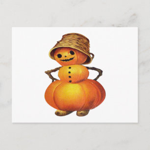 Pumpkin Snowman (Vintage Halloween Card) Postcard