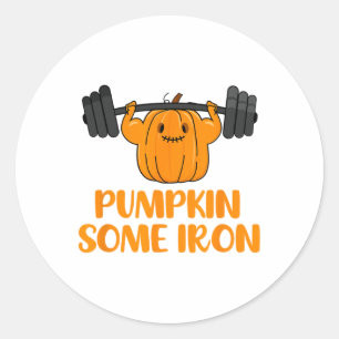 Pumpkin Some Iron Fun Halloween Gym Workout Liftin Classic Round Sticker