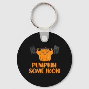 Pumpkin Some Iron Fun Halloween Gym Workout Liftin Key Ring
