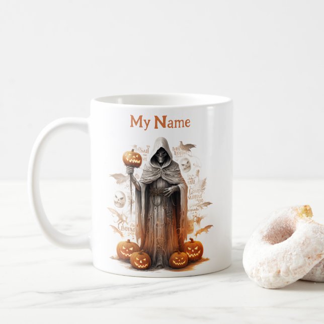 Pumpkin Soul Collector: Halloween Personalized Cup (With Donut)