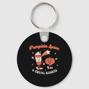 Pumpkin Spice and Equal Rights Retro Groovy Fall S Key Ring