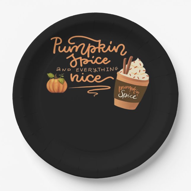 Pumpkin Spice And Everything Nice Fall Art With Pl Paper Plate (Front)