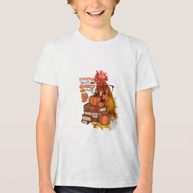 Pumpkin Spice and Everything Nice Fall Chicken Vib Tri-Blend Shirt (Front)