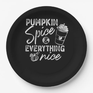 Pumpkin Spice And Everything Nice Fall Coffee Latt Paper Plate