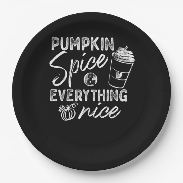 Pumpkin Spice And Everything Nice Fall Coffee Latt Paper Plate (Front)