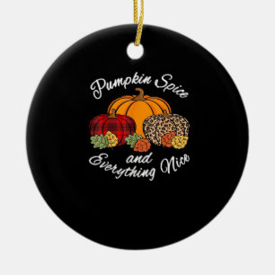 Pumpkin Spice And Everything Nice Fall Plaid Leopa Ceramic Tree Decoration
