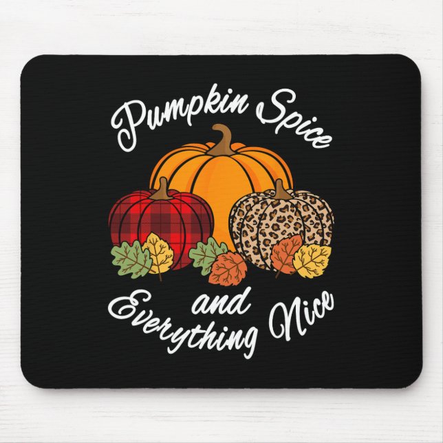 Pumpkin Spice And Everything Nice Fall Plaid Leopa Mouse Mat (Front)