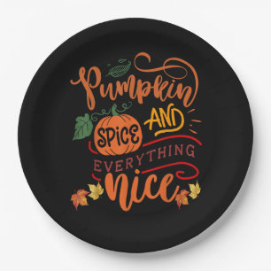 Pumpkin Spice And Everything Nice Fall Season Vint Paper Plate