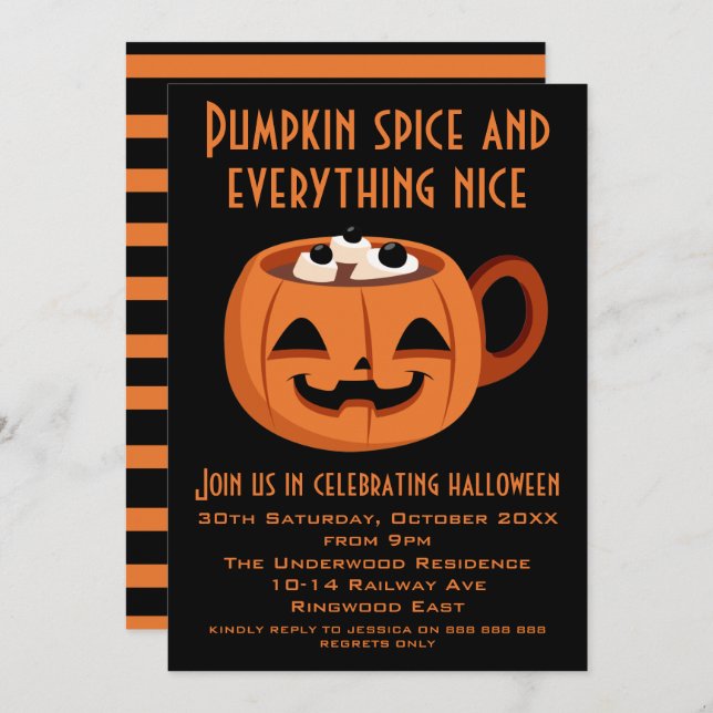 PUMPKIN SPICE AND EVERYTHING NICE HALLOWEEN PARTY INVITATION (Front/Back)