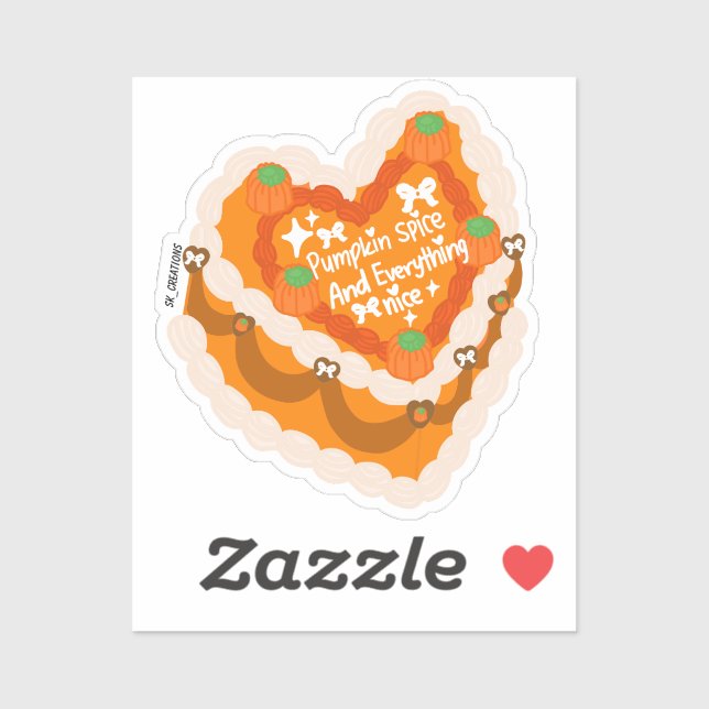 Pumpkin Spice And Everything Nice Heart Cake  (Sheet)