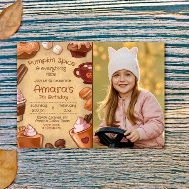 Pumpkin Spice and Everything Nice with Photo Invitation (Pumpkin Spice and Everything Nice with Photo Picture Landscape Invitation)