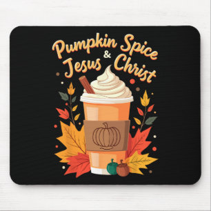 Pumpkin Spice And Jesus Christ Christian Thanksgiv Mouse Mat