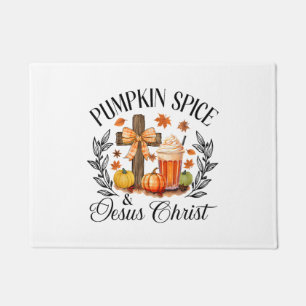 Pumpkin Spice And Jesus Christ Cross Pumpkin Chris Doormat