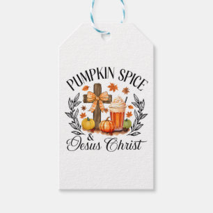 Pumpkin Spice And Jesus Christ Cross Pumpkin Chris Gift Tags